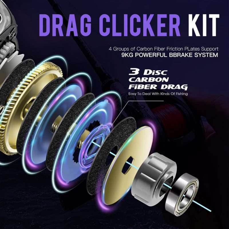 Drag Clicker Kit with Carbon Fiber Friction Plates – 9KG Powerful Brake System