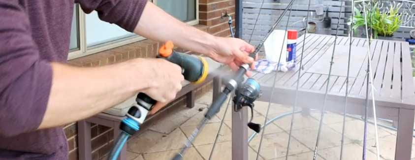 Wash the fishing reel with water